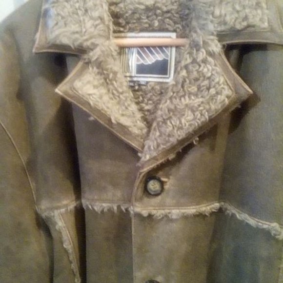 Sherpa  Leather Mens Coat - Picture 7 of 7